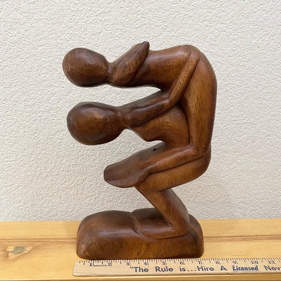 Ocean Blue Company Wood Carved Statue Sculpture Abstract Man Woman Yoga MCM - Picture 7 of 12